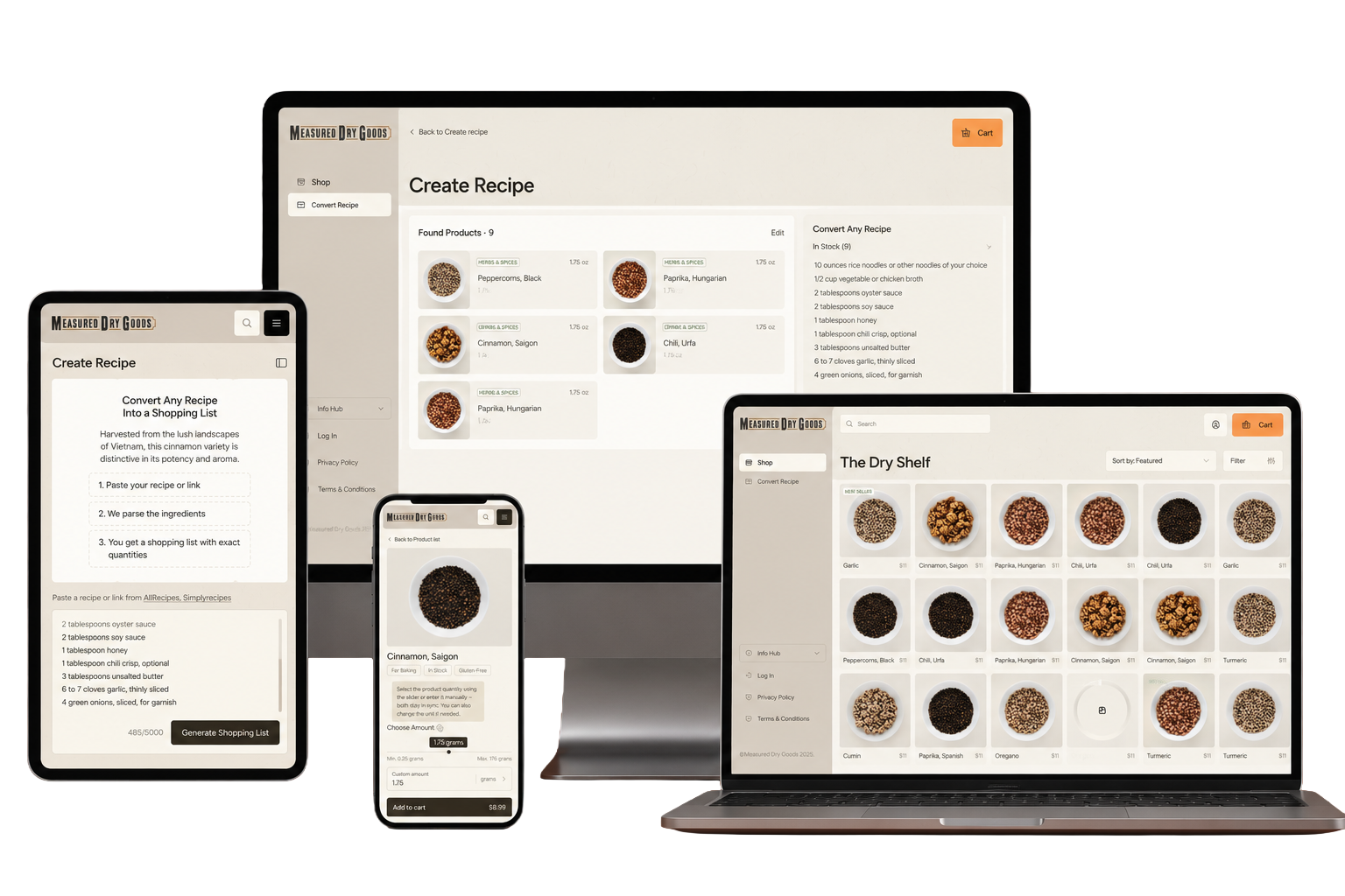 MDG — Measured Dry Goods (Full E-Commerce Platform) screenshot